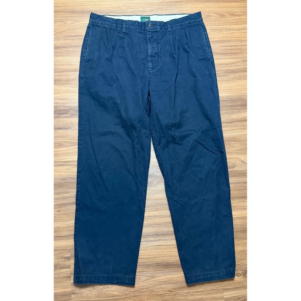 J.Crew Oarsman Men Classic Chino Pleated Navy Blue Cotton Pants (BS555) Sz 36x34